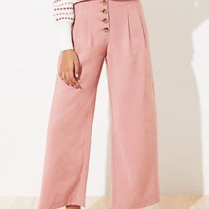 Loft High Rise Wide Leg Pink Cropped Pants